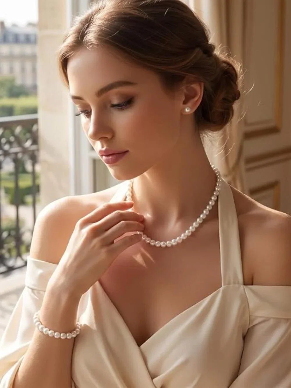 3 Pc Pearl Necklace Set